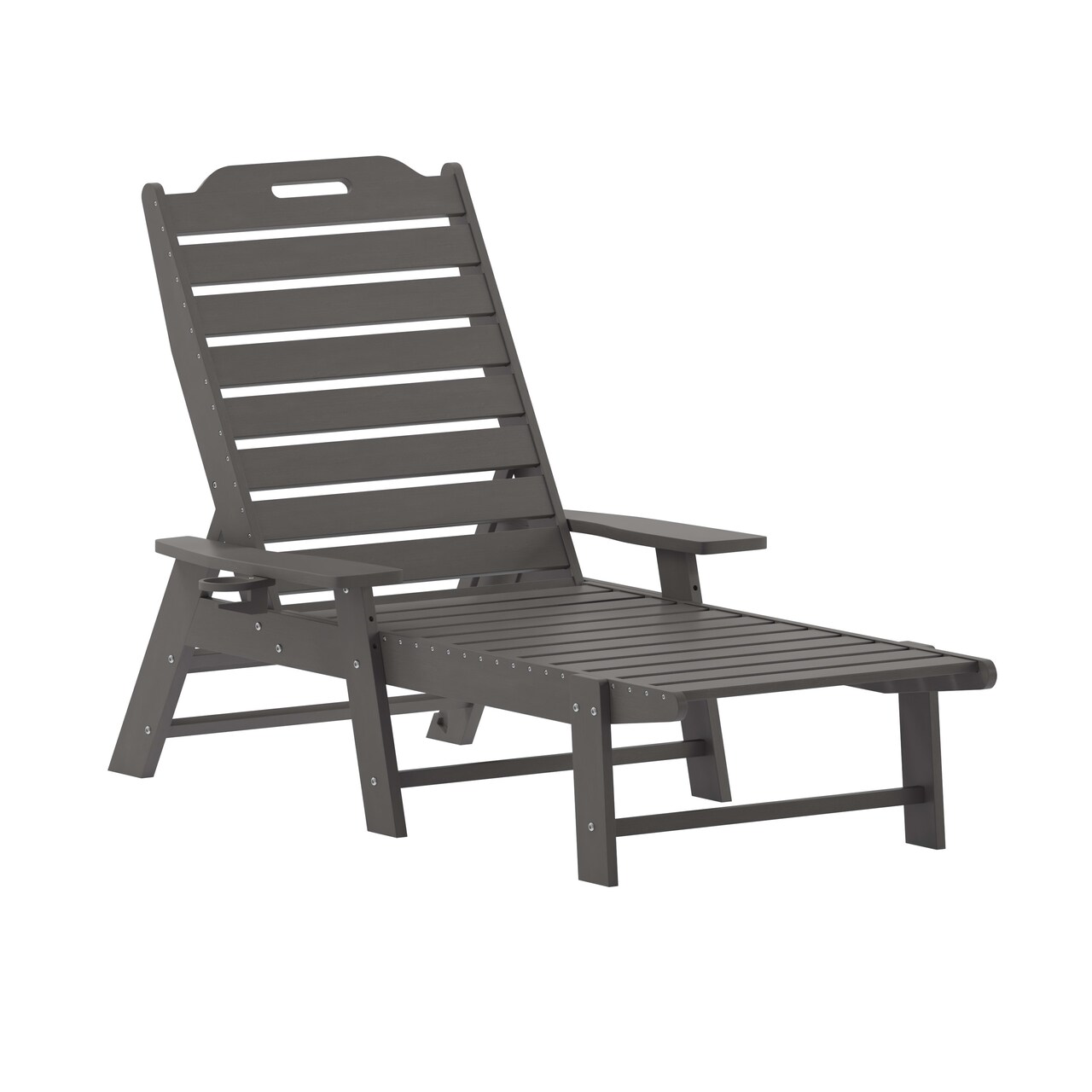 Merrick Lane Gaylord Adjustable Adirondack Lounger with Cup Holder- All-Weather Indoor/Outdoor HDPE Lounge Chair